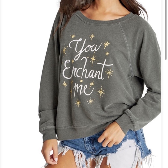 Wildfox Sweatshirt Charcoal Oversized You Enchant Me Enchantress